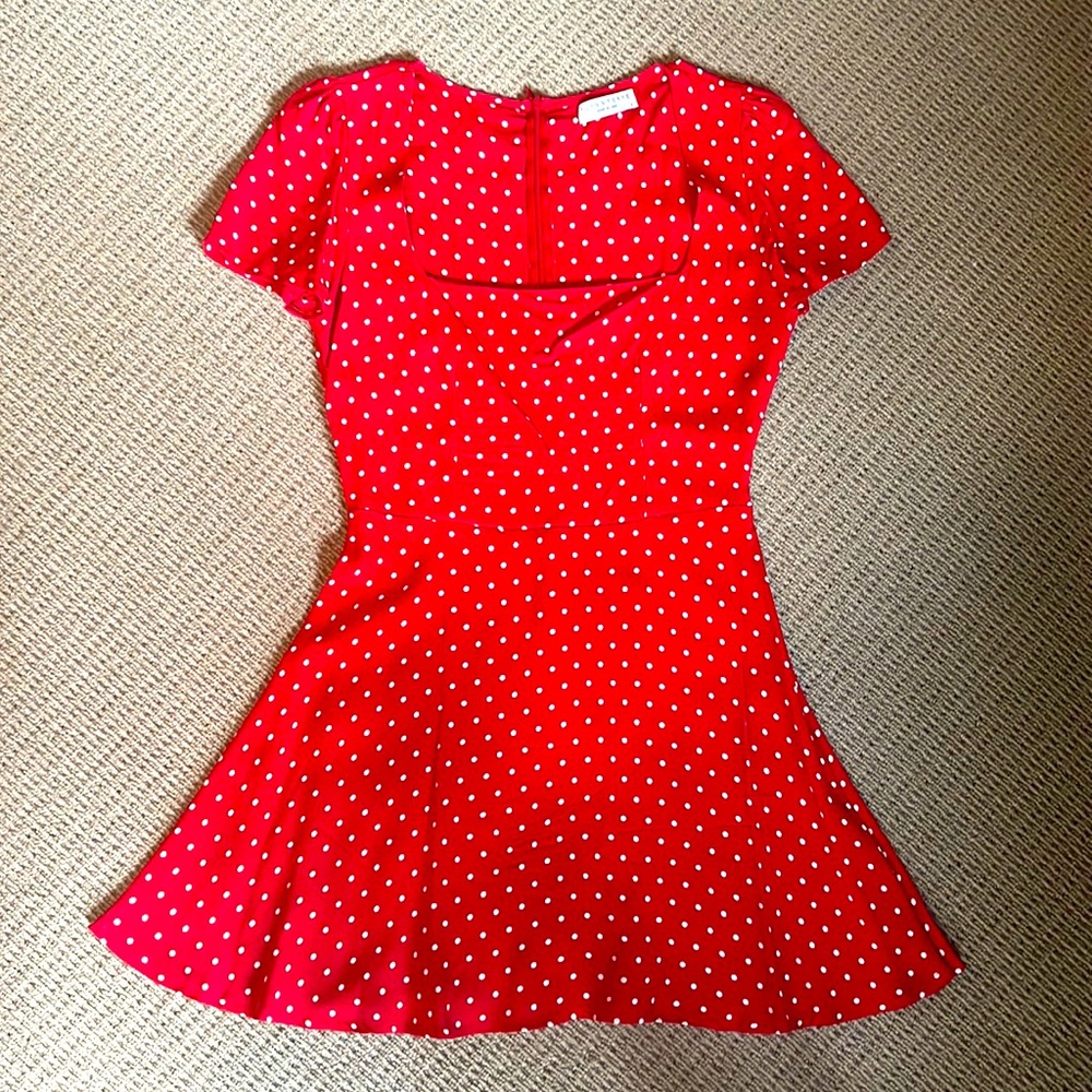Flynn Skye red with white polkadot mini dress size small. Gently worn.